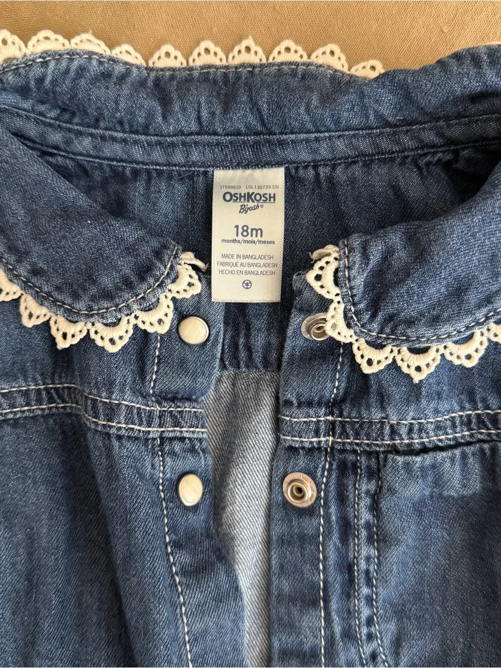OshKosh B'gosh Dark Blue Denim Jacket with White Lace Collar